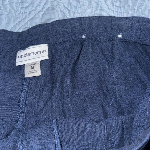 LIZ CLAIBORNE' Classic Navy Blue Cotton/Linen Pant Size M - Picture 3 of 9